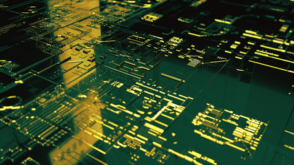 Wall Mural - Digital binary data and electronic circuit board. Cyber security concept abstract background. 