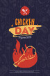 Chicken BBQ brochure vector poster, menu design. Vector menu template with hand-drawn graphic. Food barbeque flyer. Picnic flyer