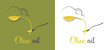 Olive oil drop. Pouring oil on spoon design background