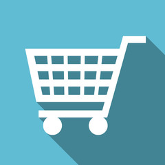 Poster - Shopping cart symbol flat design vector blue internet icon