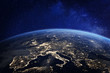 Leinwandbild Motiv Europe at night from space, city lights, elements from NASA