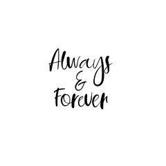 Wall Mural - Always and Forever hand lettering inscription. Modern Calligraphy Greeting Card. Vector Isolated on White Background