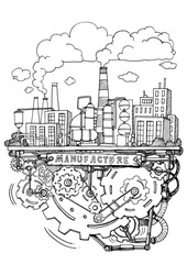 Manufacturing and operation system in factory assembly line handwriting doodle