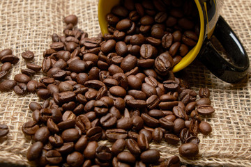 coffee bean fragrant brown roast Cup of morning Breakfast crisp