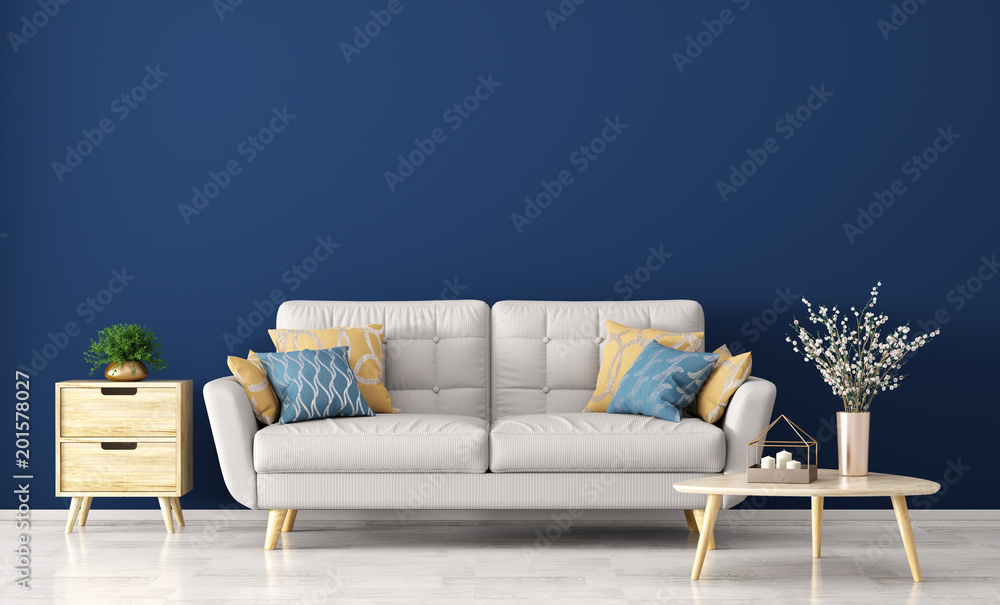 Modern interior of living room with sofa 3d rendering Stock ...