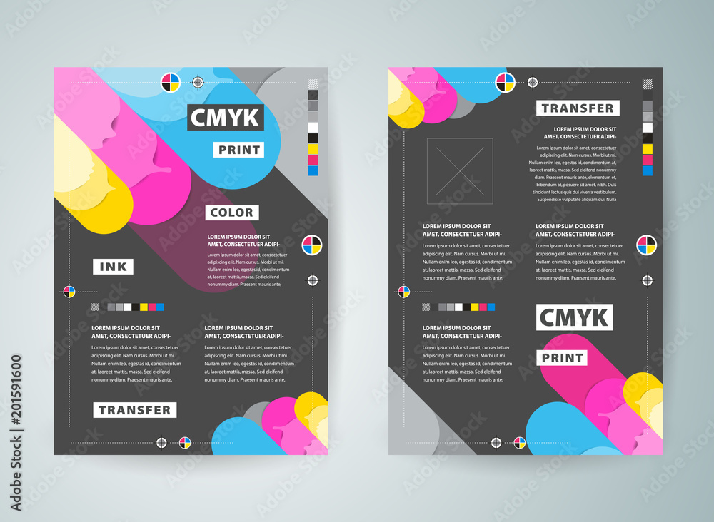 Flyer brochure design. Front and back template design cover. Business flyer size A4 template, cmyk print polygraphy colored - obrazy, fototapety, plakaty 