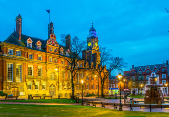 Wall Mural - Sunset view of town hall in Leicester, England