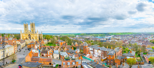 Aerial view of the lincoln cathedral, England Poster Mural XXL