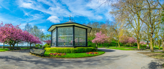 Wall Mural - View of a blossoming garden inside of the Nottingham castle, England