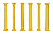 Vector illustration of golden realistic high detailed greek roma ancient columns. Luxury gold column.
