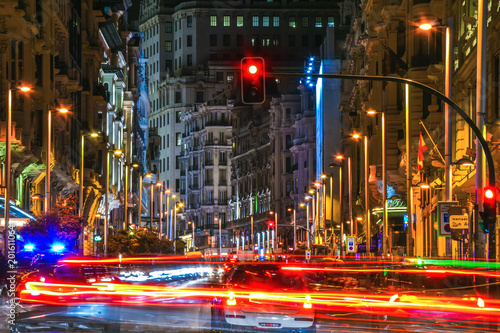 Zdjęcie XXL Madryt City Nightscape (Gran Via - Alcala Street)