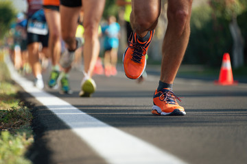 Wall Mural - Marathon running in the light of evening