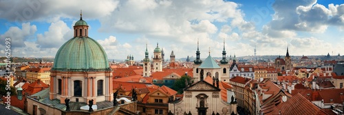 Prague skyline rooftop view dome Canvas Print