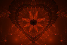 Bright Abstract Fractal Red Heart, Fractal  Heart Fantasy