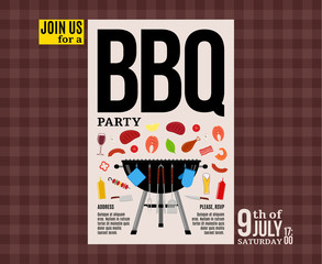 Wall Mural - Vector barbecue party invitation