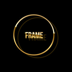 Wall Mural - golden ring with shadow isolated on black background. vector golden frame.