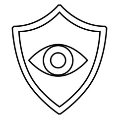 Wall Mural - cyber security shield protection eye surveillance vector illustration outline