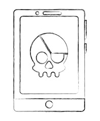 Poster - cyber security skull virus fraud attack vector illustration sketch