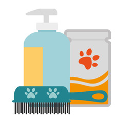 Sticker - set pet grooming products vector illustration design