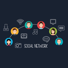 Wall Mural - social network community people vector illustration design