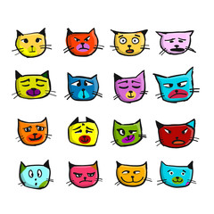 Naklejka na meble Cat faces, sketch for your design