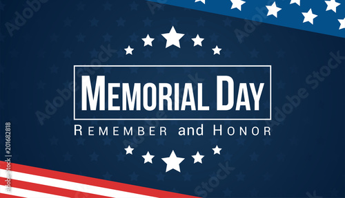 Cuadros en Lienzo Memorial Day - Remember and honor with USA flag, Vector illustration