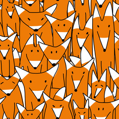 Poster - Foxes big family, seamless pattern for your design