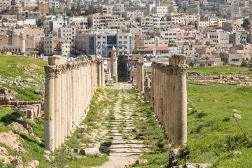 Wall Mural - Ancient Jerash. Ruins of the Greco-Roman city of Gera at Jordan