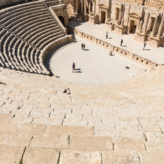 Wall Mural - Ruins of the ancient north theater at the historical city of Jerash, Jordan