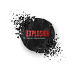 Banner Explosion  Simulation. Explode and destruction. Circle shatter effect. Vector illustration isolated on whide background