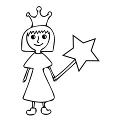  Cute little girl holding magic wand with star
