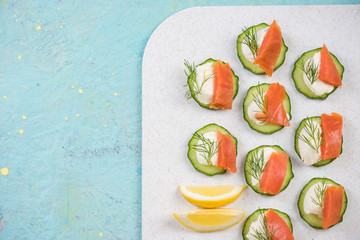 Wall Mural - Colorful healthy canapee snack with cucumber