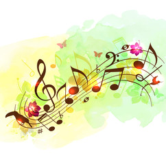 Wall Mural - Abstract music background with notes