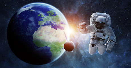 Wall Mural - astronaut floating in space 3d rendering elements of this image furnished by nasa