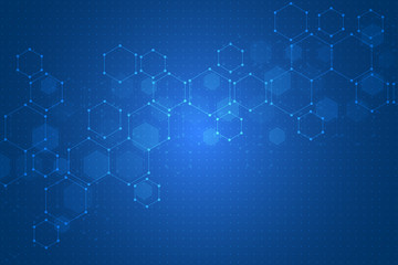 Wall Mural - Hexagon background design. Geometric abstract background with molecular structure.