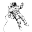 Cosmonaut or astronaut in spacesuit. Vector illustration isolated on white.