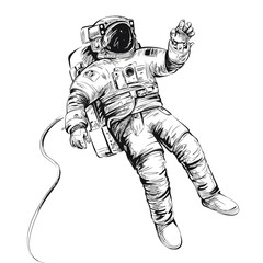cosmonaut or astronaut in spacesuit. vector illustration isolated on white.