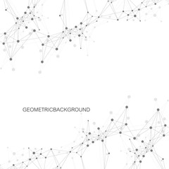 Fototapete - Geometric abstract background with connected line and dots. Graphic background for your design. Vector illustration.