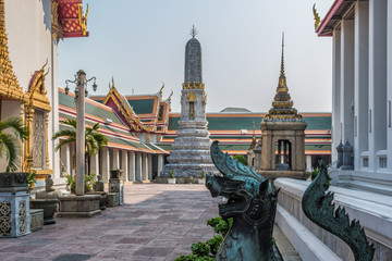 Detail of gardens of palatial complex in downtown Bangkok Thailand