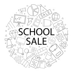 Wall Mural - Vector school sale pattern with word. School sale background