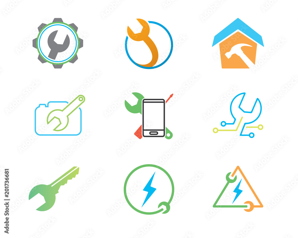 service logo design set illustration, simple style design, designed for ...