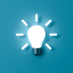 Aufkleber - Idea light bulb on blue background with shadow . 3D rendering.