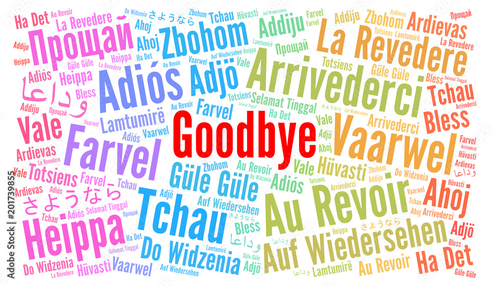 Goodbye in different languages word cloud - obrazy, fototapety, plakaty 