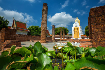 Buddha statue at Wat Phra Si Rattana Mahathat also colloquially referred to as Wat Yai is a Buddhist temple (wat) in Phitsanulok Province, Thailand.