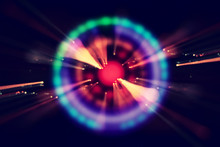 Abstract Science Fiction Futuristic Background . Lens Flare. Concept Image Of Space Or Time Travel Over Bright Lights