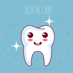 Poster - dental care kawaii characters vector illustration design