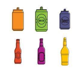 Wall Mural - Beer icon set. Color outline set of beer vector icons for web design isolated on white background