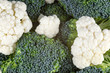 Broccoli and Cauliflower Florets Close Up