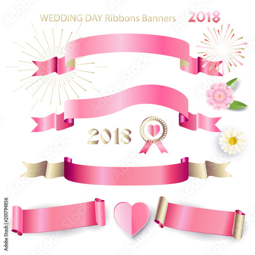 Ribbon Banners Pink Bow Tie Satin Ribbon Sign Decorative