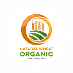 Wall Mural - Natural Wheat Organic Logo Template Design Vector